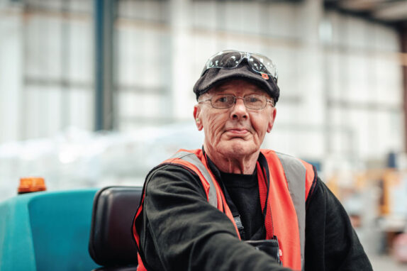 Graham Burstow, ARC's site service operative in dark clothes and a hat with an orange hi-vis on.